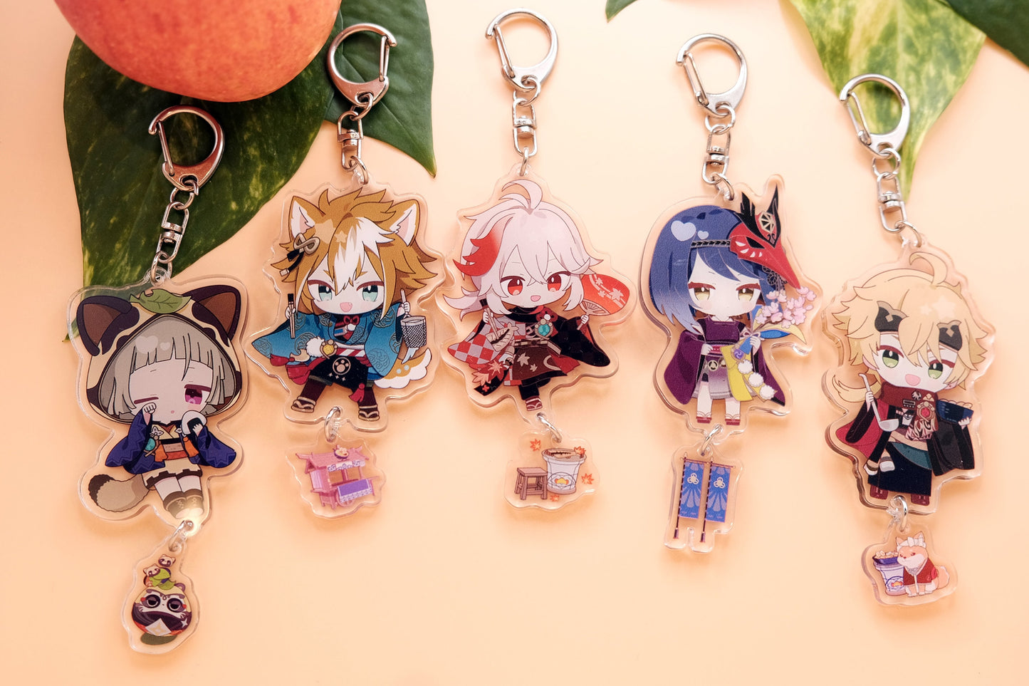 Genshin Impact Clear Acrylic Keychains with small charm - Inazuma style - Perfect Gift for your friends and family!