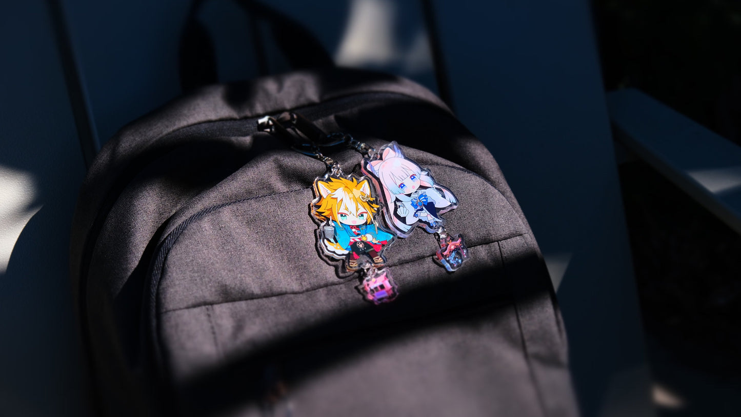 Genshin Impact Clear Acrylic Keychains with small charm - Inazuma style - Perfect Gift for your friends and family!