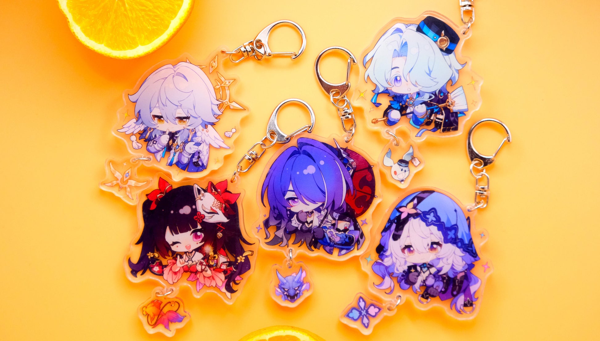 Honkai: Star Rail Character Keychains With Small Charm - Clear Acrylic - Ultra High Quality