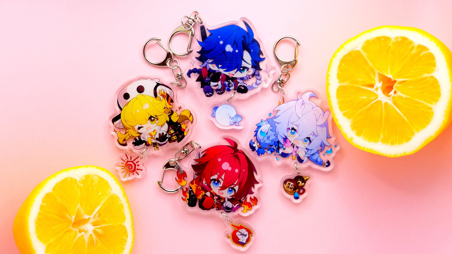 Honkai: Star Rail Character Keychains With Small Charm - Clear Acrylic - Ultra High Quality