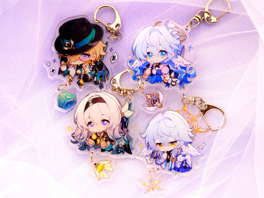 Honkai: Star Rail Character Keychains With Small Charm - Clear Acrylic - Ultra High Quality