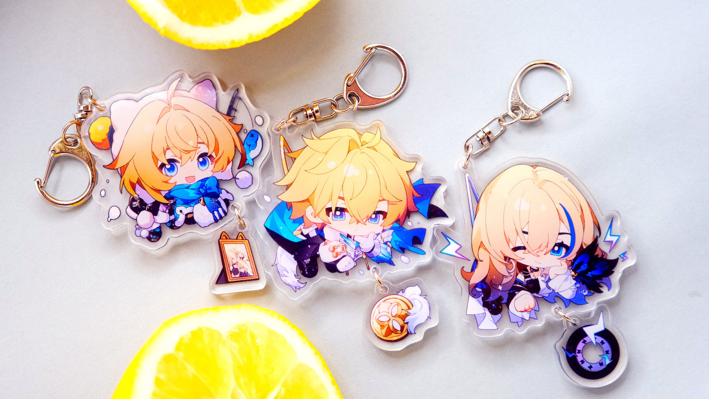 Honkai: Star Rail Character Keychains With Small Charm - Clear Acrylic - Ultra High Quality