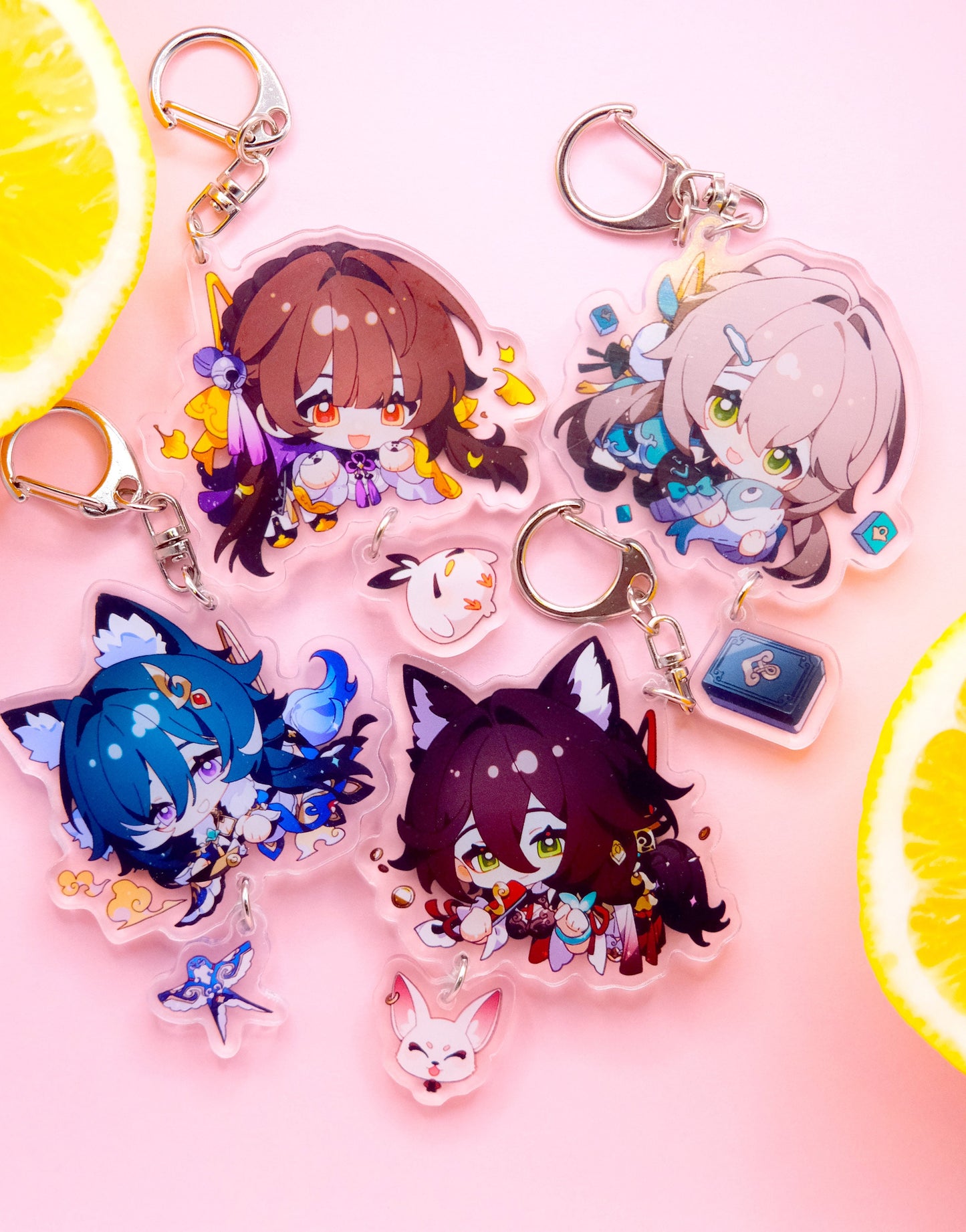 Honkai: Star Rail Character Keychains With Small Charm - Clear Acrylic - Ultra High Quality