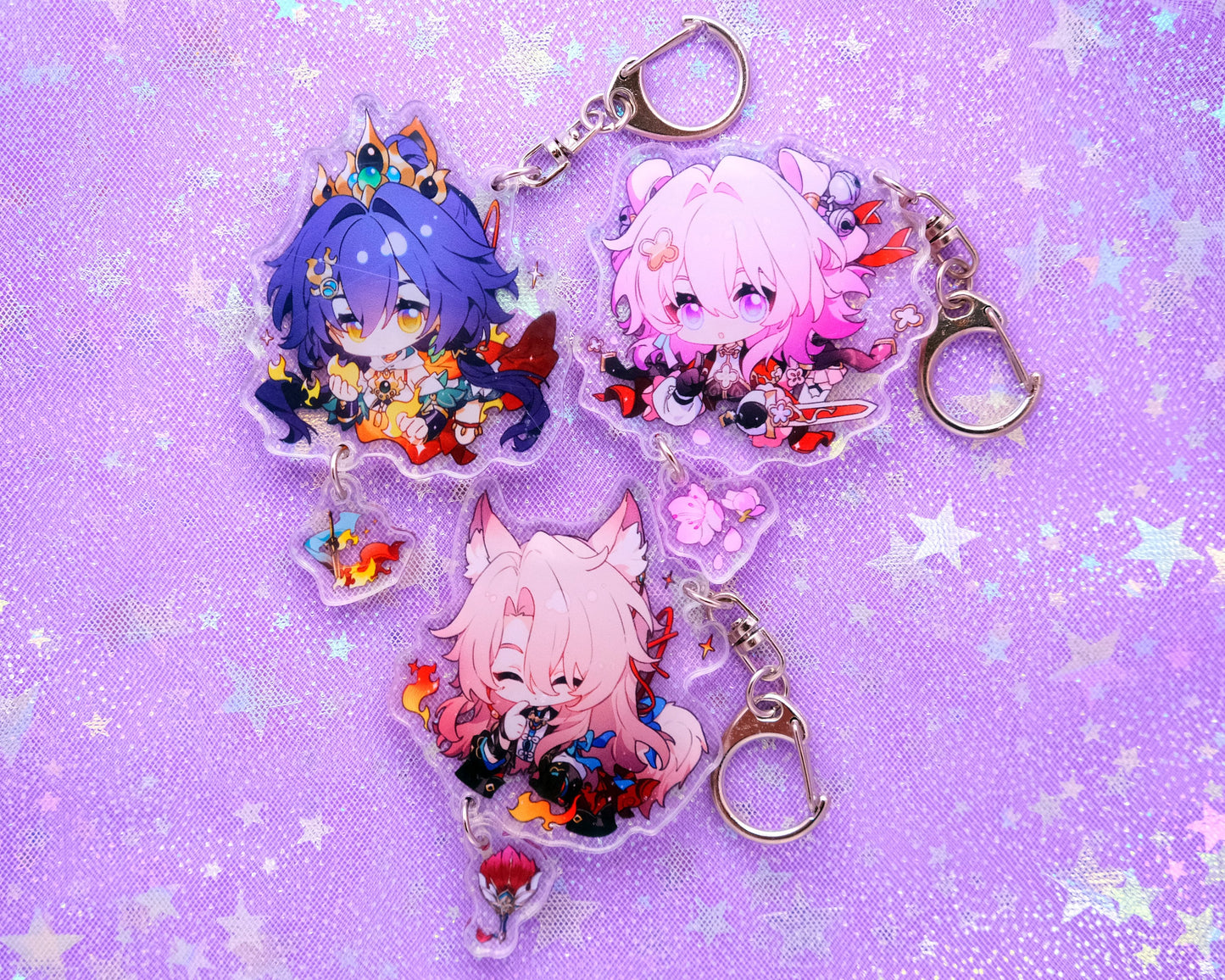 Honkai: Star Rail Character Keychains With Small Charm - Ultra High Quality - March (Hunt) / Yunli / Jiaoqiu