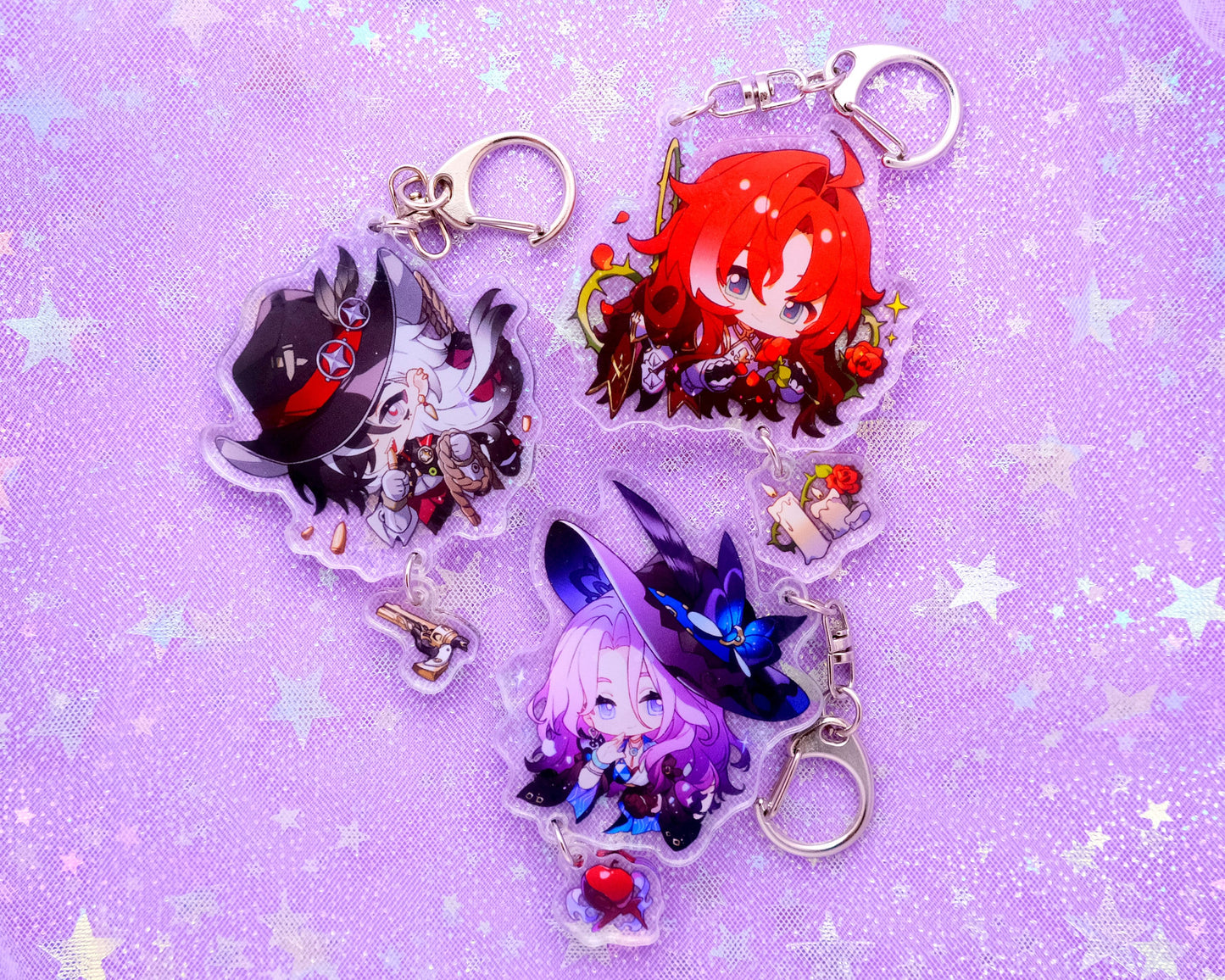 Honkai: Star Rail Character Keychains With Small Charm - Ultra High Quality - March (Hunt) / Yunli / Jiaoqiu