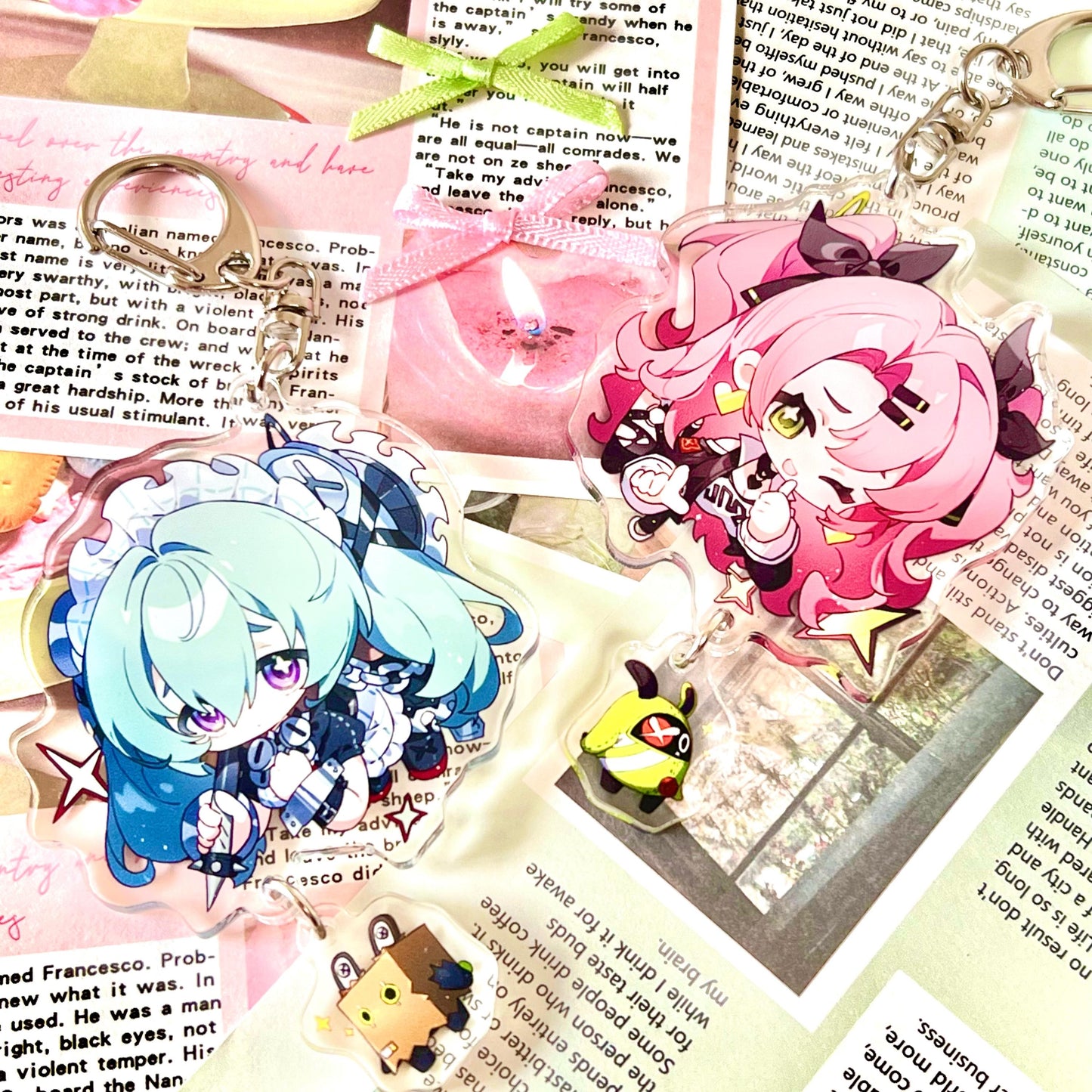 Zenless Zone Zero Character Art Keychains With Small Bangboo Charm - Clear Acrylic - Ultra High Quality