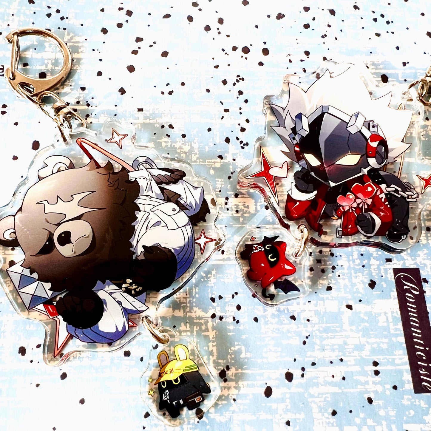 Zenless Zone Zero Character Art Keychains With Small Bangboo Charm - Clear Acrylic - Ultra High Quality