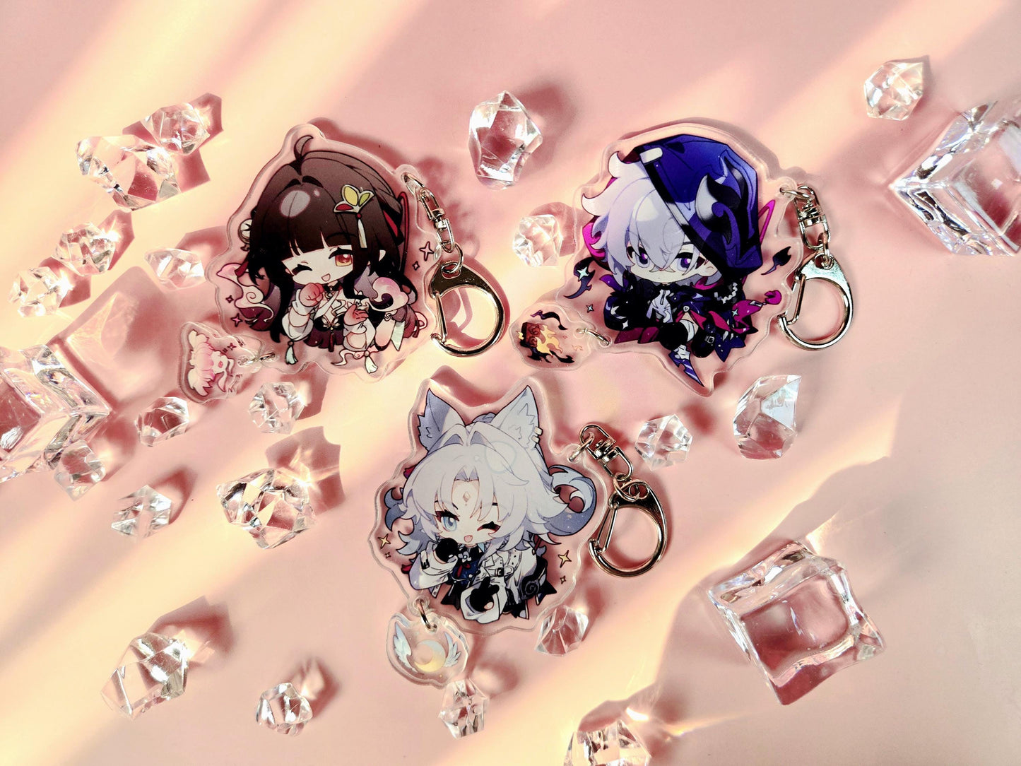 Honkai: Star Rail Character Keychains With Small Charm - Ultra High Quality - Feixiao / Moze / Lingsha - Patch 2.5