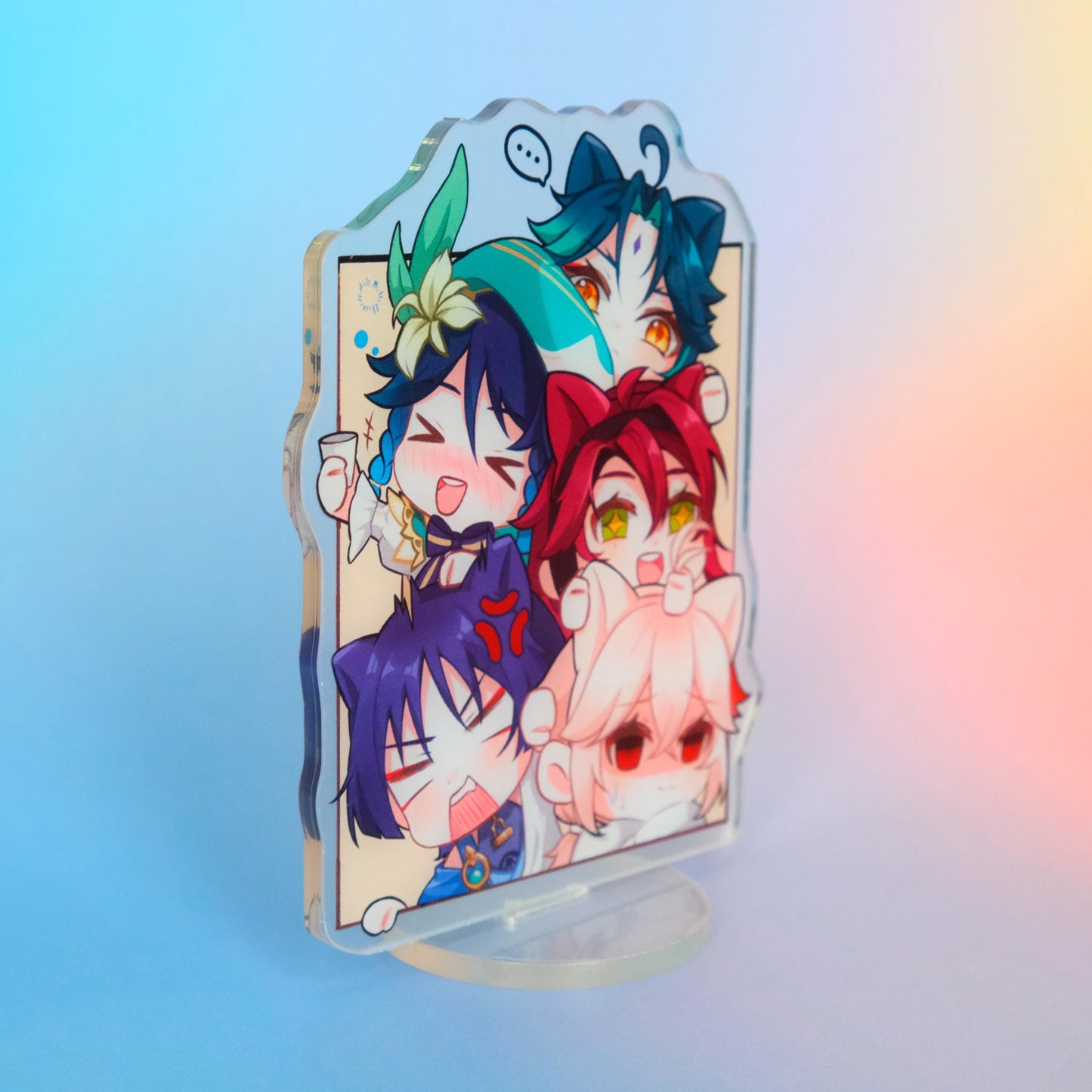 Genshin Impact - Anemo Drinking Buddies Standee - 4.7x3.5in - Let's get the party started! - Ultra-heavy duty 5mm acrylic print