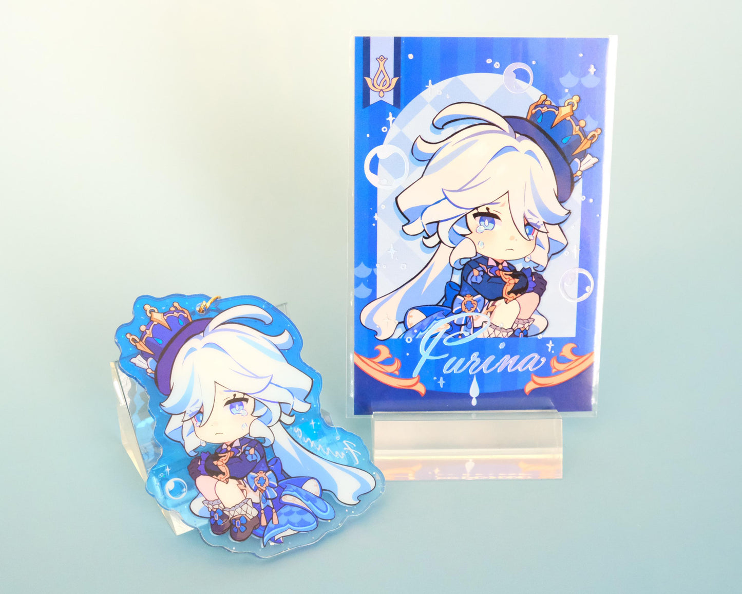 Genshin Impact - Curtain Call - Furina Photocard & Keychain - Set of 2 - Take sad Furina-chan with you on your travels!