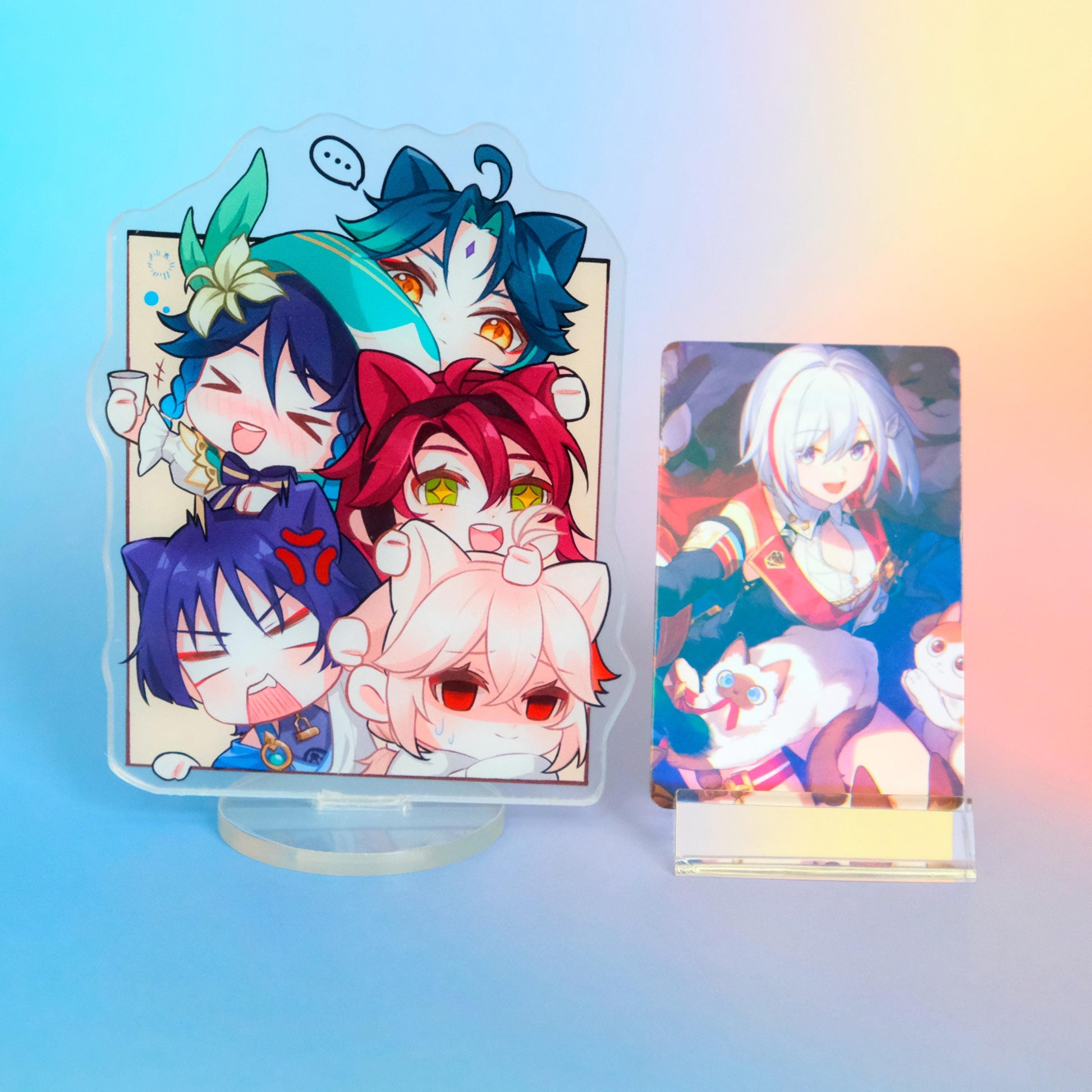 Genshin Impact - Anemo Drinking Buddies Standee - 4.7x3.5in - Let's get the party started! - Ultra-heavy duty 5mm acrylic print