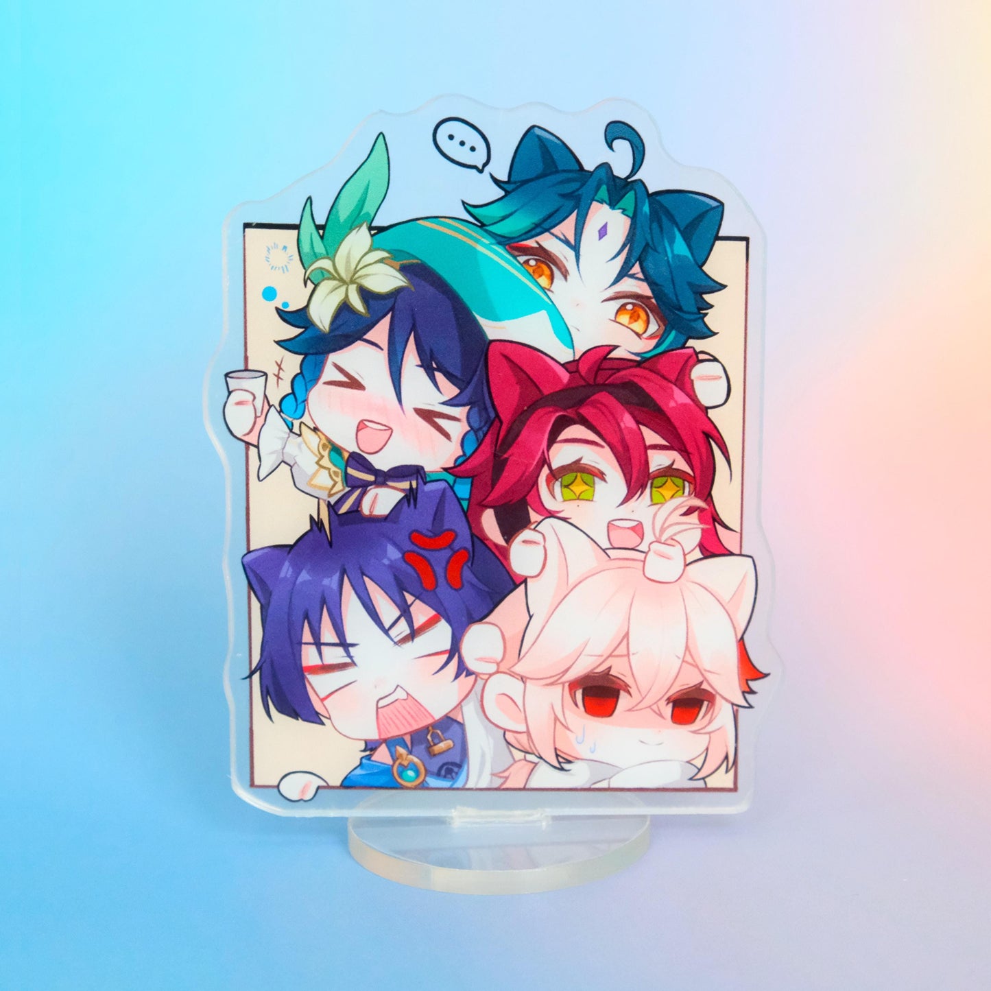 Genshin Impact - Anemo Drinking Buddies Standee - 4.7x3.5in - Let's get the party started! - Ultra-heavy duty 5mm acrylic print