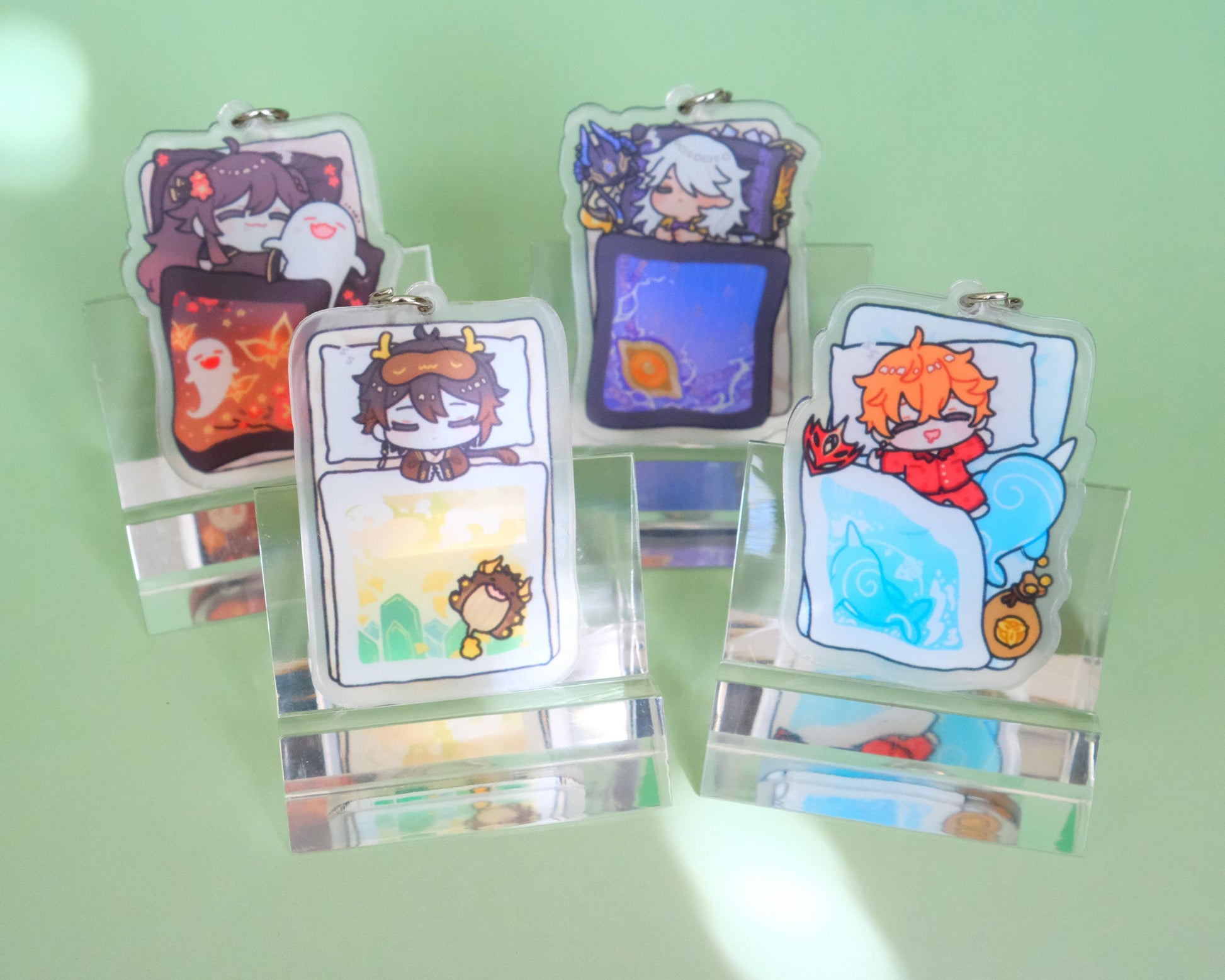 Genshin Impact - Goodnight Teyvat Character Keychains - Perfect sleepy gift for your sleep enthusiasts!