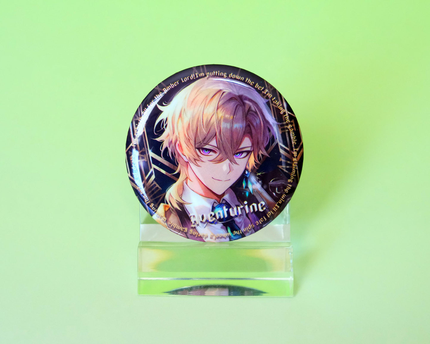 Honkai: Star Rail - Aventurine - Pinback Button Badges - Set of 2 - Sparkly / Ultra High Quality