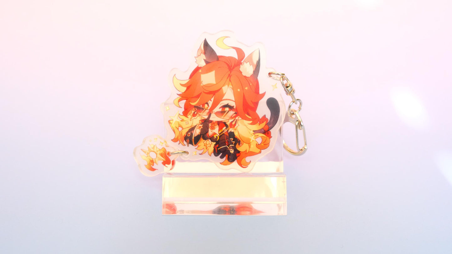 Natlan and more - Genshin Impact Chibi Animal Ears Style Keychains With Small Charm - Clear Acrylic - Ultra High Quality!